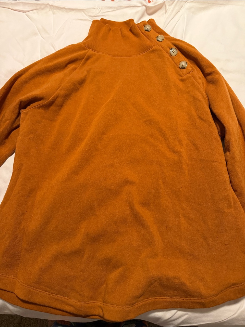 Women’s Burnt Orange Button-Shoulder Sweater